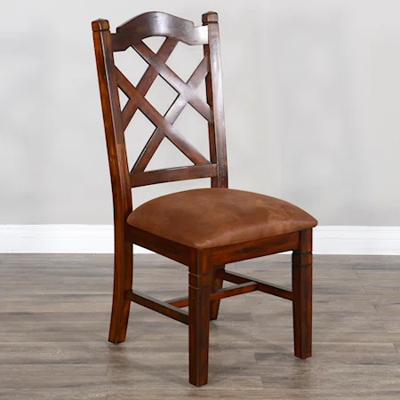 Double Crossback Dining Side Chair with Upholstered Seat